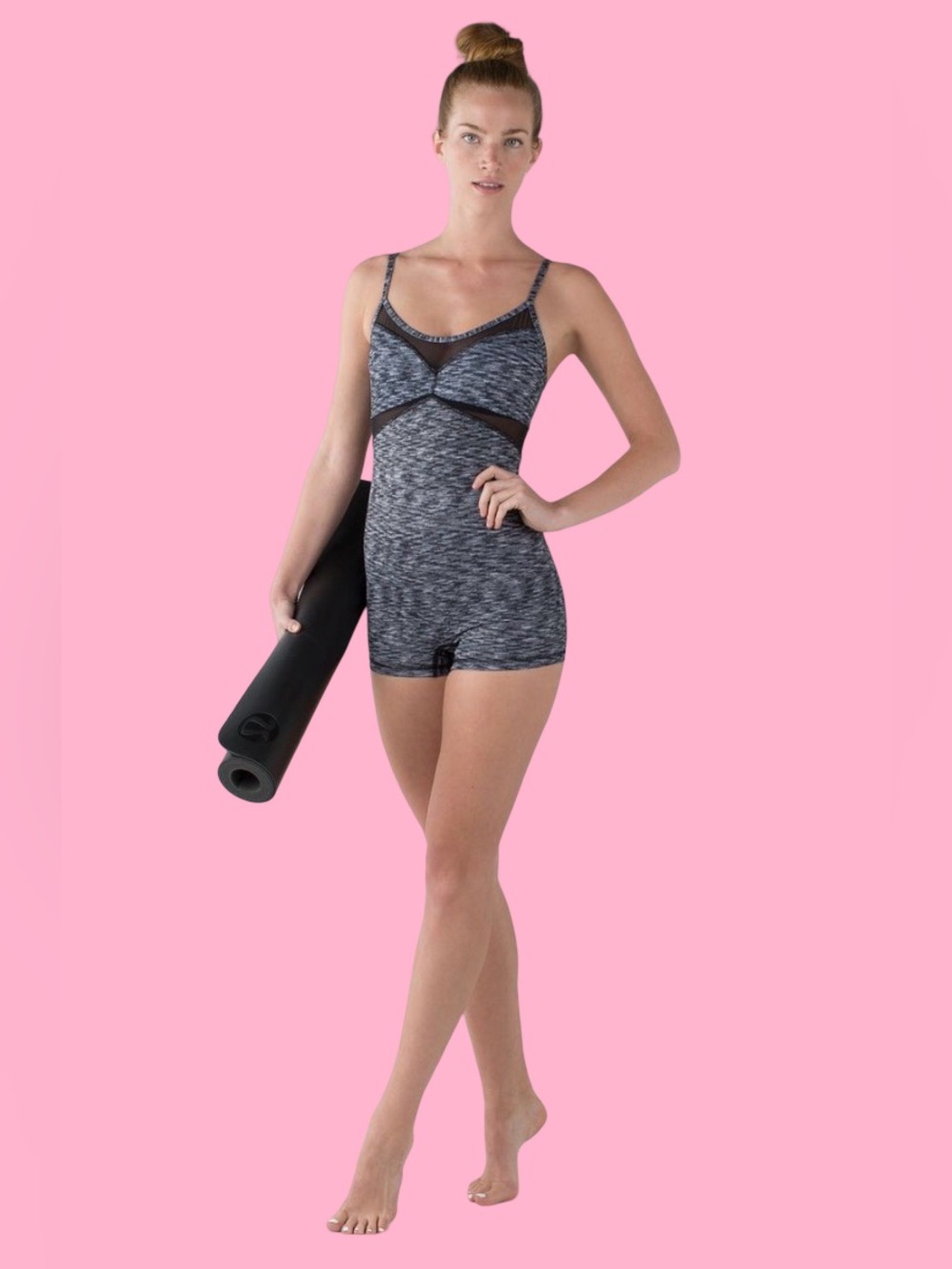 Seamless Heathered Racerback Romper - Gray